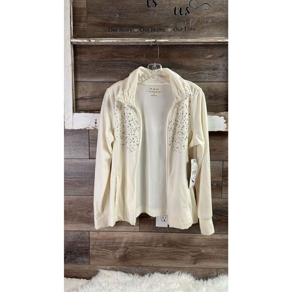 ThreeHearts Velour Off White Studded Jacket New With Tags - Picture 4 of 8